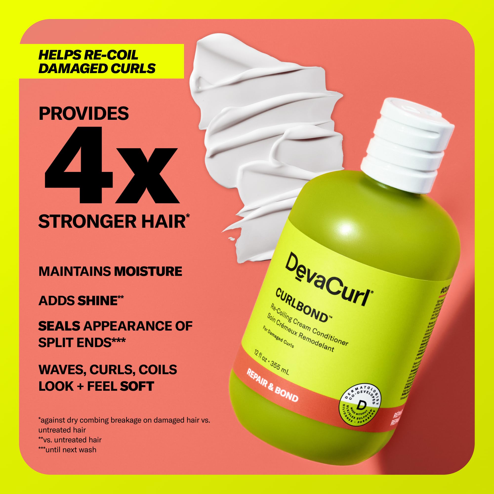 Acondicionador CurlBond Re-Enlazado de DevaCurl, textura cremosa para deslizamiento suave