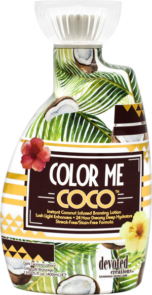 Color Me Coco bronceador de Devoted Creations, botella con bronceado natural.