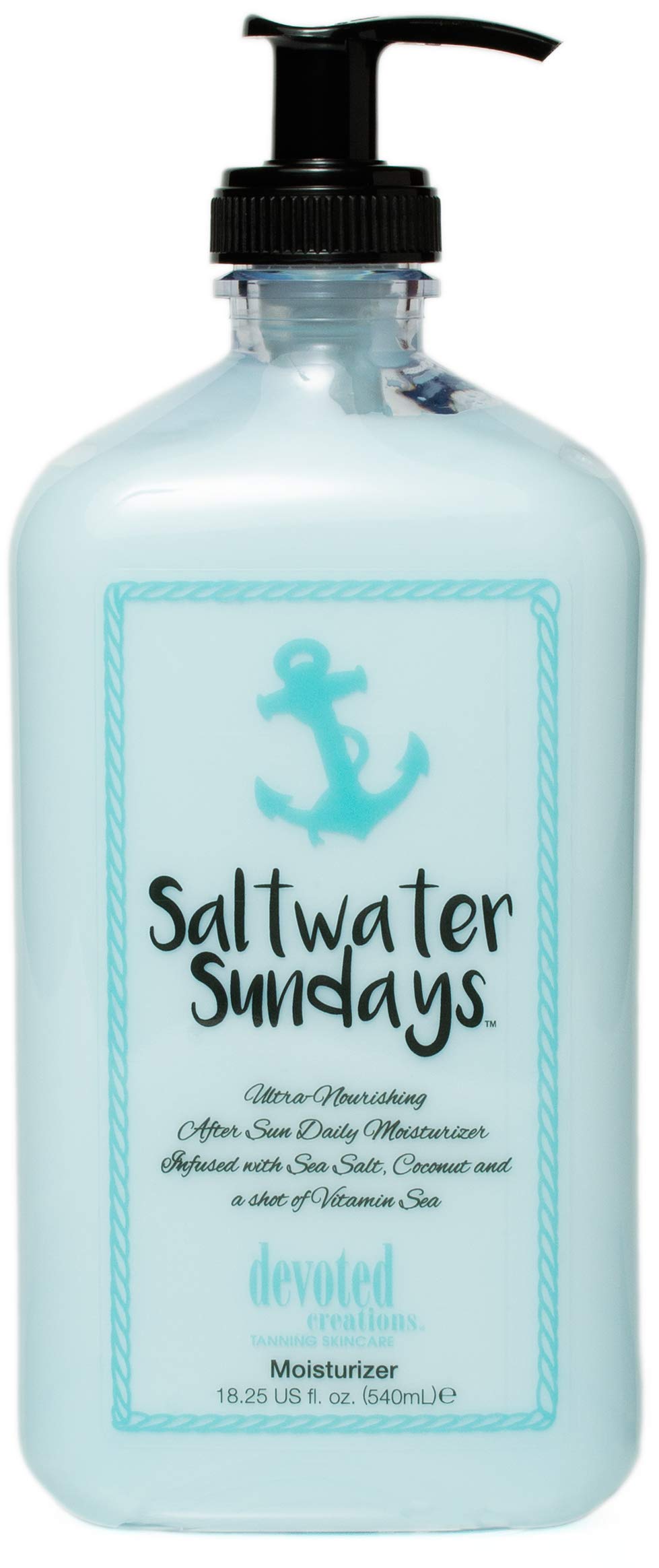 Devoted Creations Saltwater Sundays: botella frontal, hidratante possol para uso diario.
