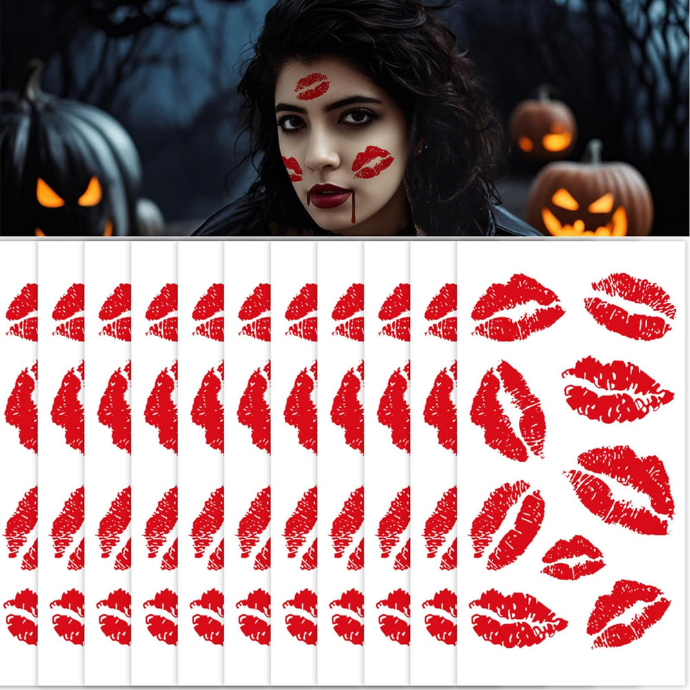 DEXUHE: maquillaje de labios rojos con tatuajes temporales para cara y cuerpo, ideal para fiestas