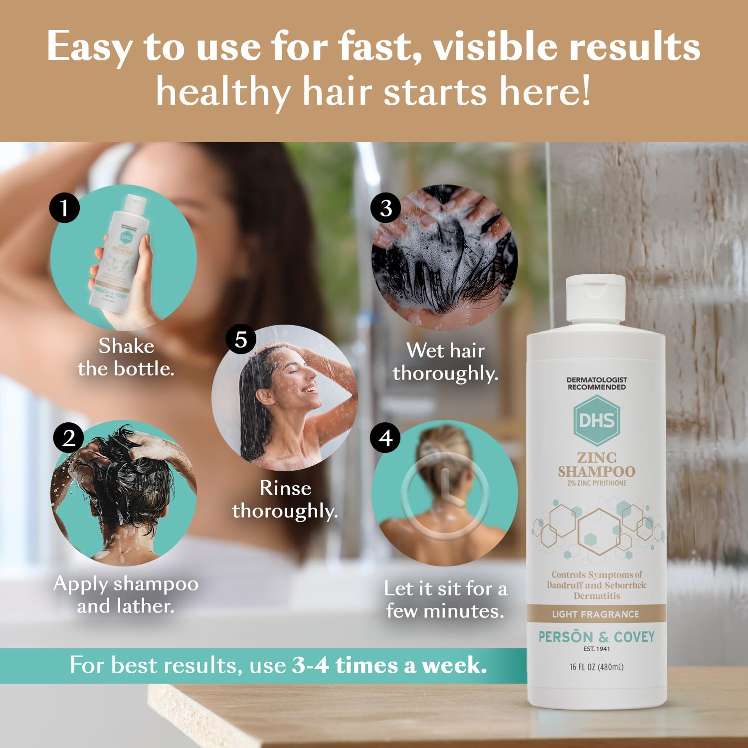 DHS Zinc Shampoo, enjuague suave deja cabello limpio y ligero tras cada lavado