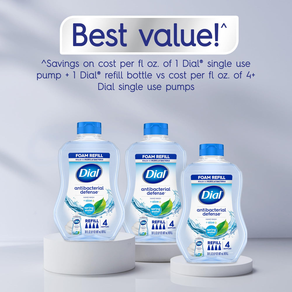 Fragancia Agua de Manantial de Dial Defensa antibacterial para manos frescas.