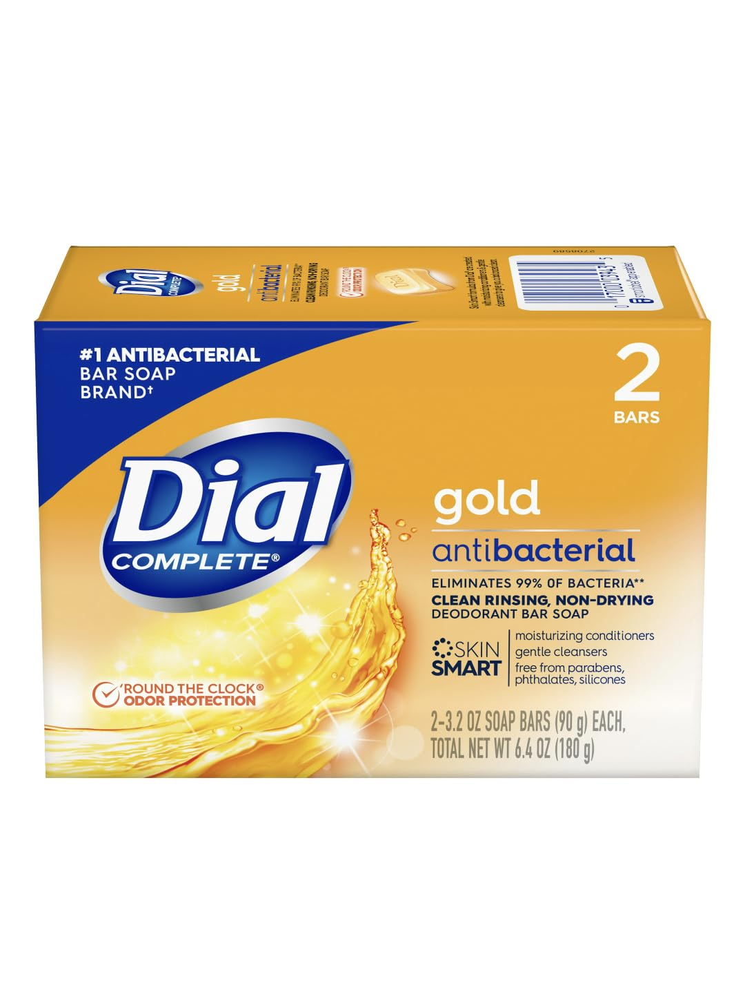 Dial Gold jabon antibacteriano desodorante, paquete de 2, protección diaria
