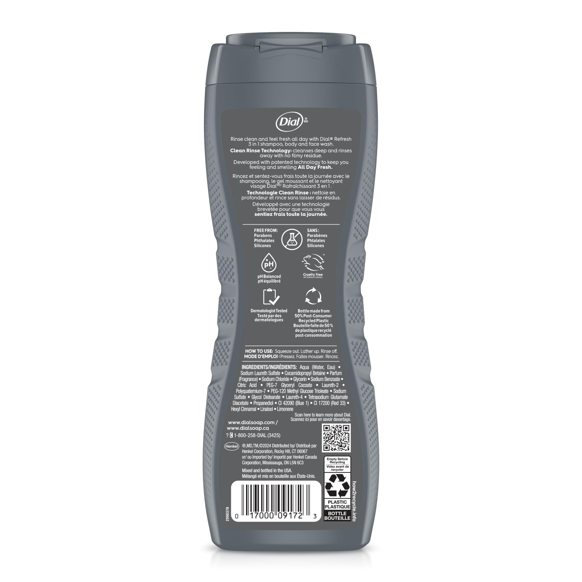 Dial Men envase reciclable con plástico postconsumo.