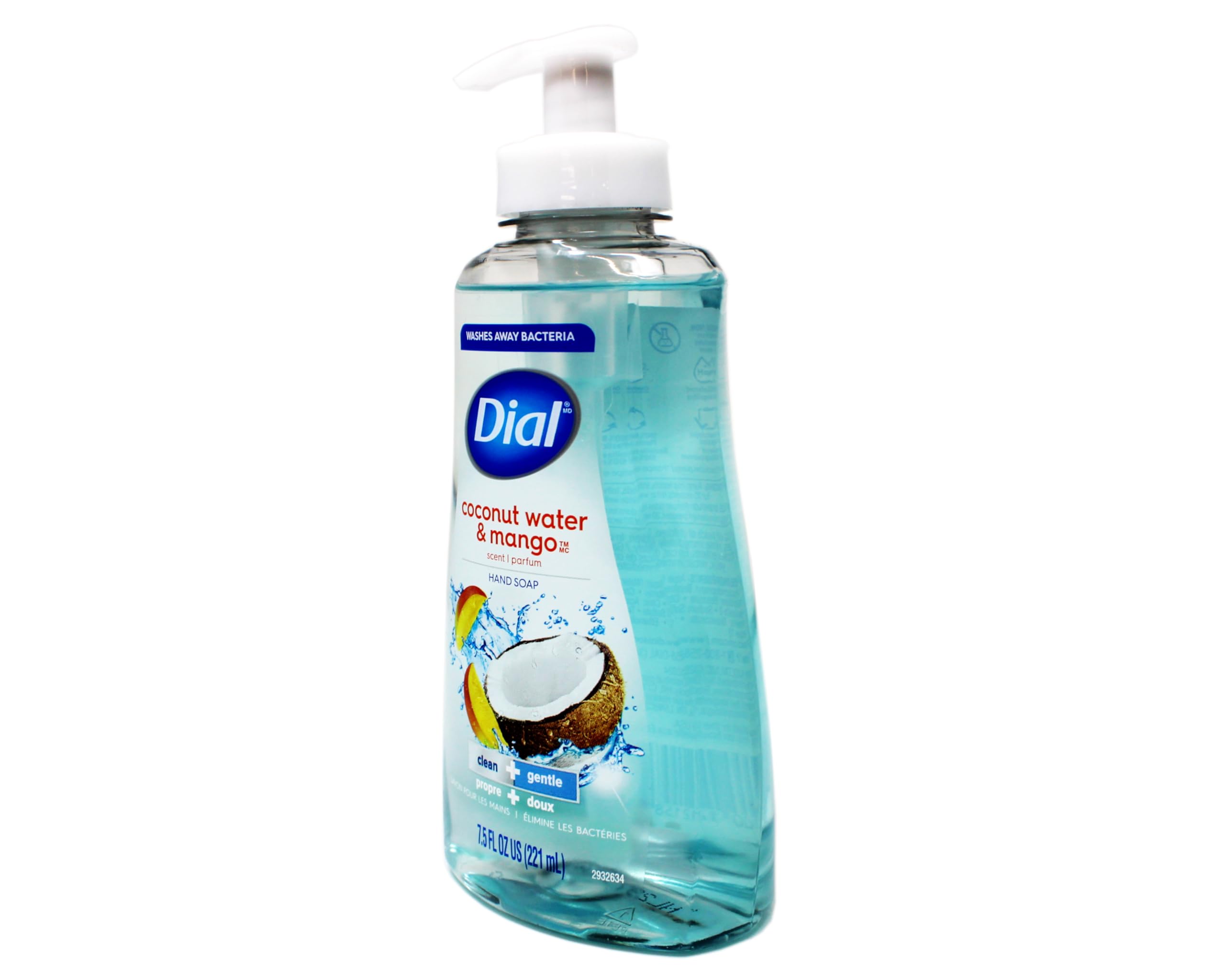 Dial jabón líquido coco mango espuma suave para lavado eficiente.