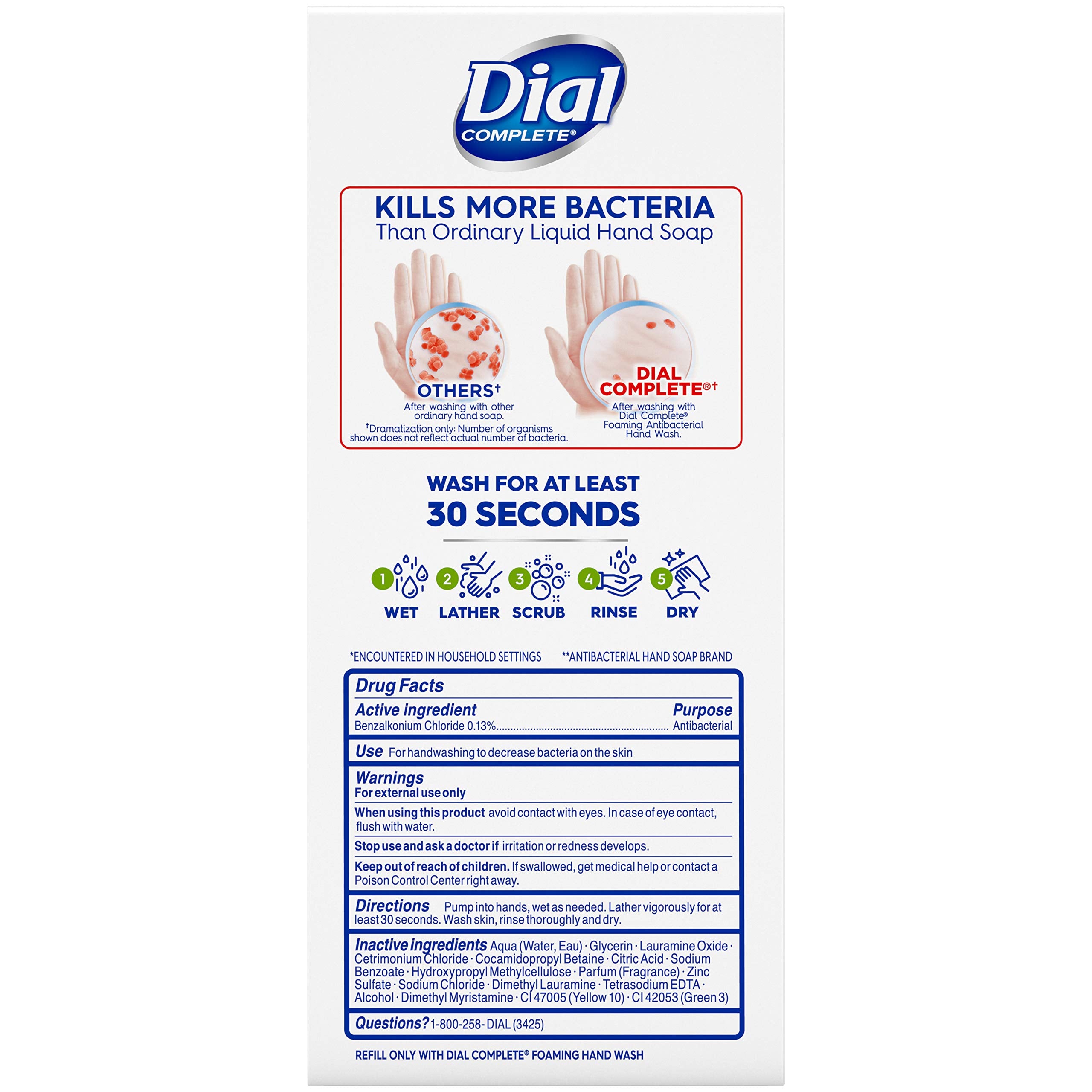 Dial Jabón de manos espumoso antibacteriano, paquete de 6, pera fresca para toda la familia.