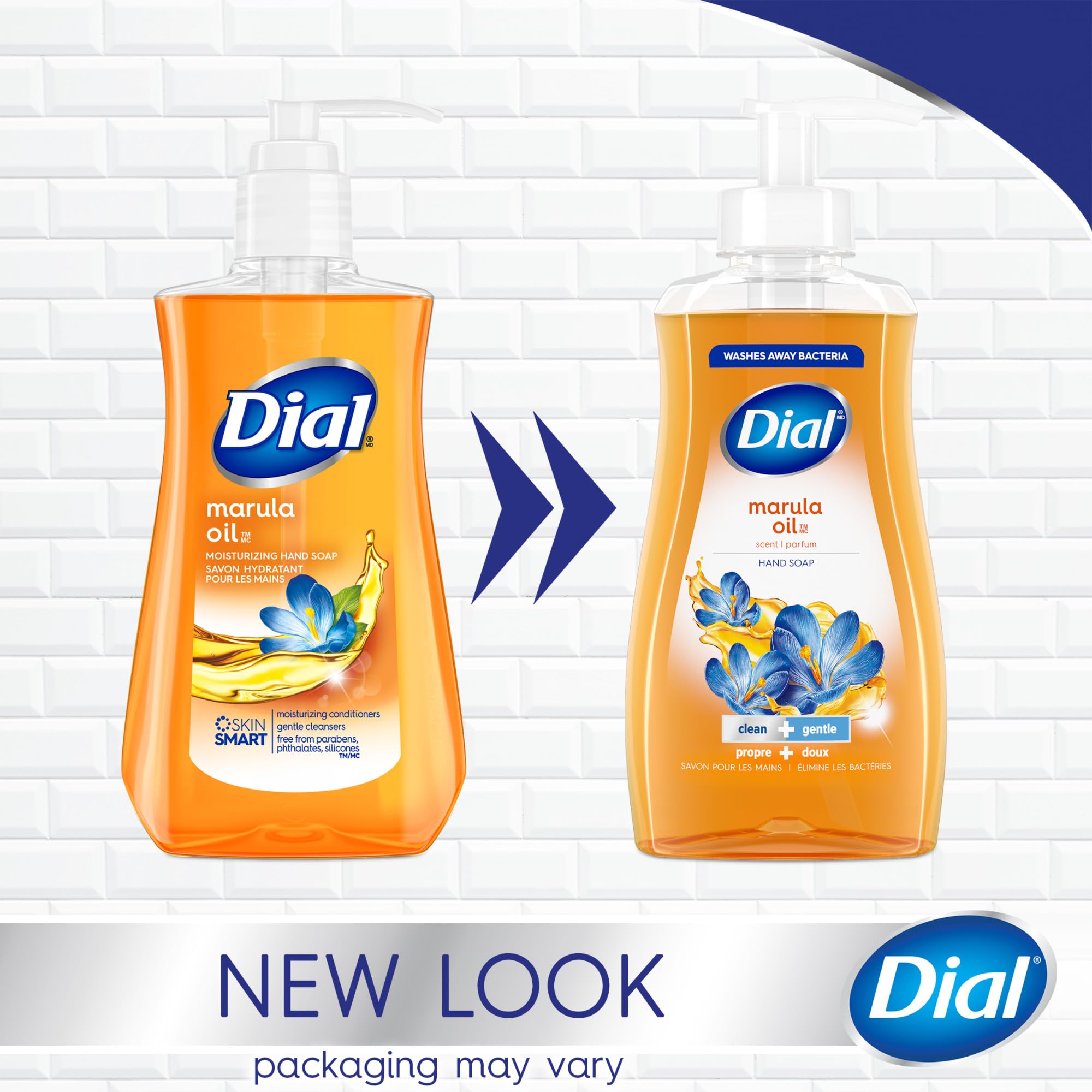 Dial Jabón líquido para manos con marula, dispensador fácil para uso diario.