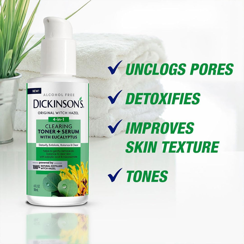Dickinson's Toner Serum Eucalipto en aplicación: rostro suave y tono equilibrado.
