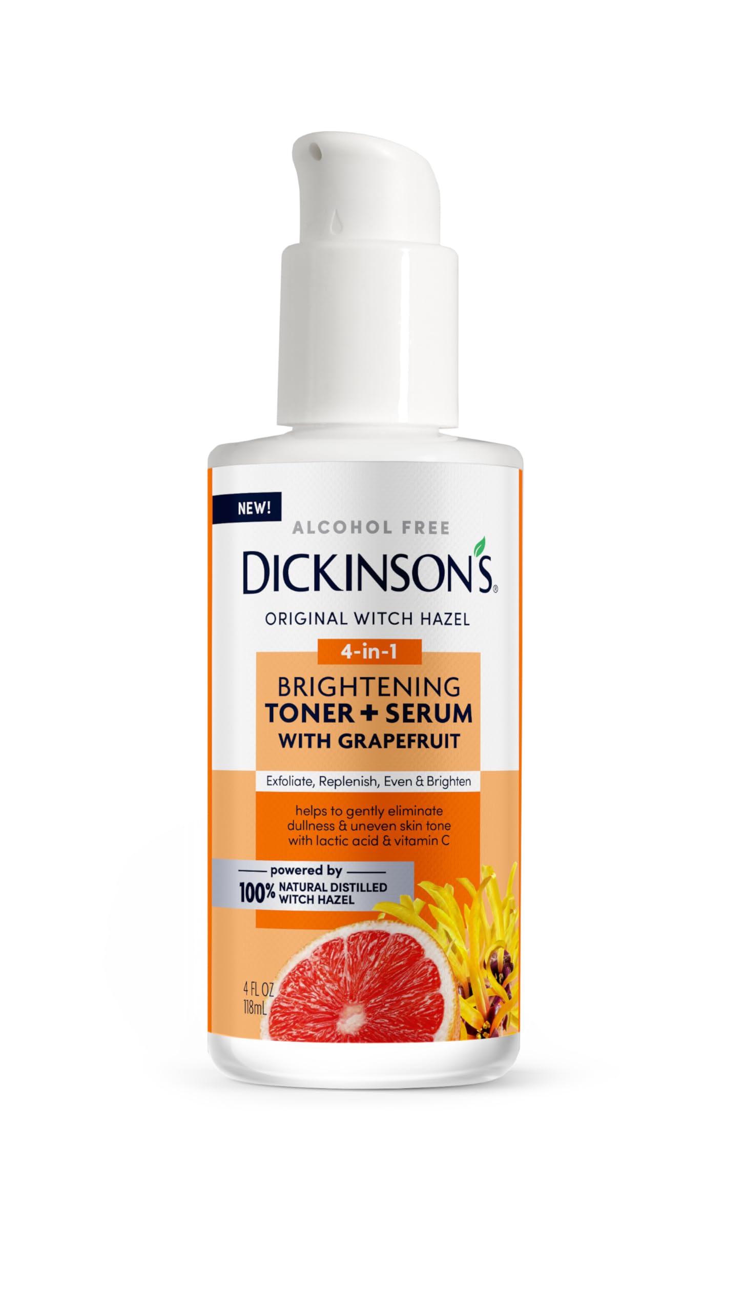 Dickinson's tonico iluminador con pomelo en botella para piel radiante.