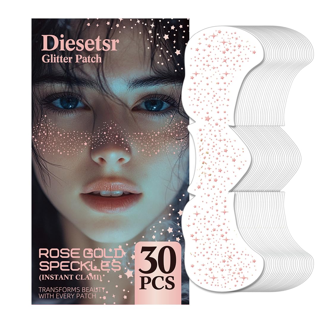 Diesetsr Glitter Freckles en la cara, parche rosa dorado para realzar el maquillaje.