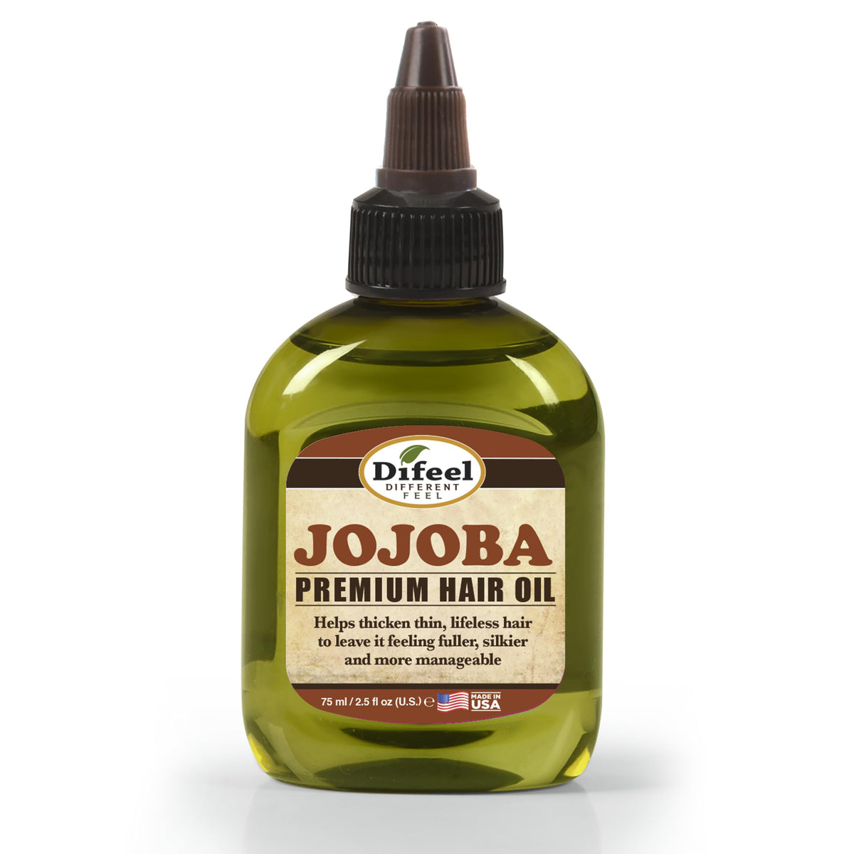 Difeel Aceite de Jojoba en botella, hidratación suave para el cabello.