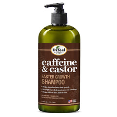 Difeel Champú Caféina y Ricino, botella de 1 litro, limpieza suave y nutrición.