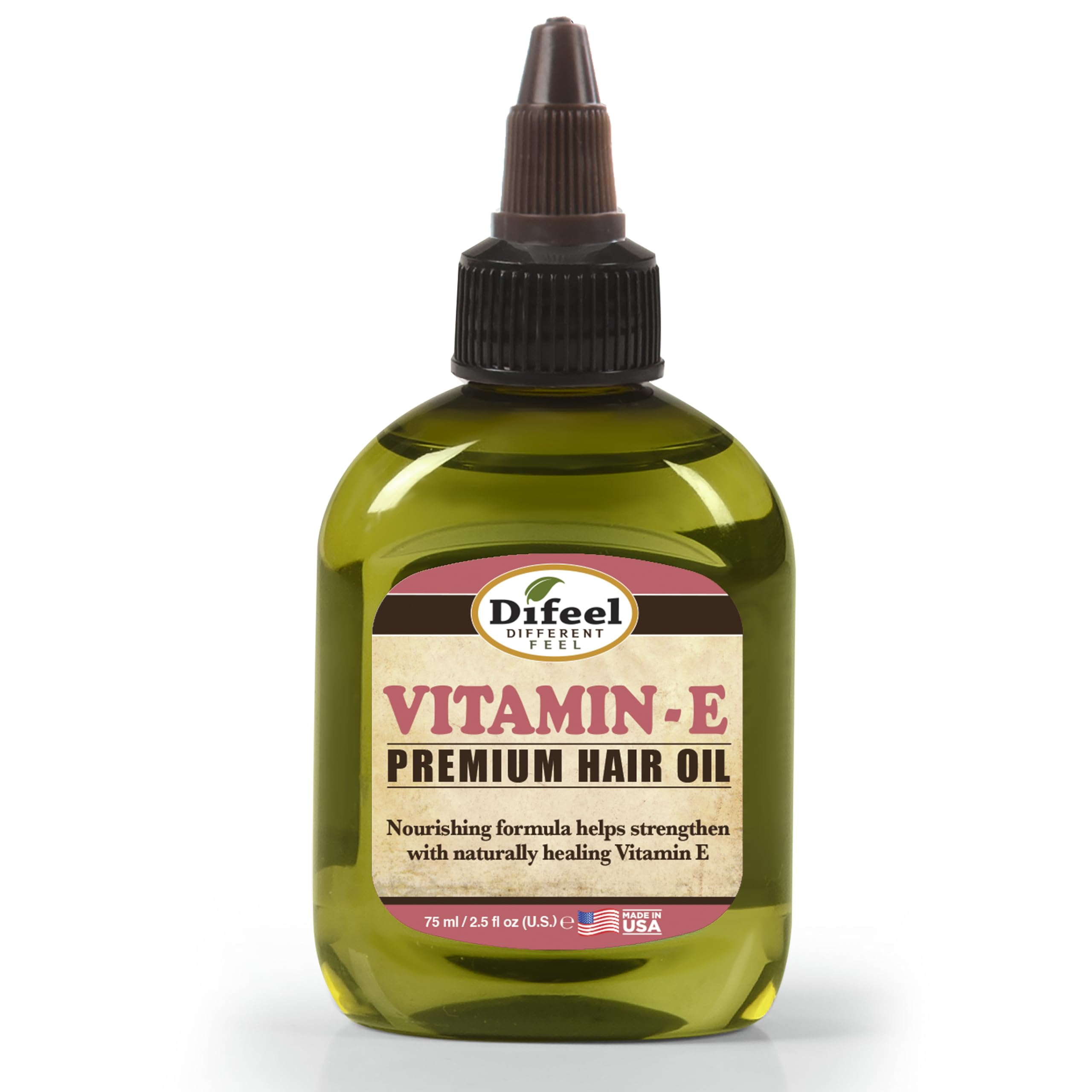 Difeel Vitamina E: aceite capilar en botella para nutrición diaria.