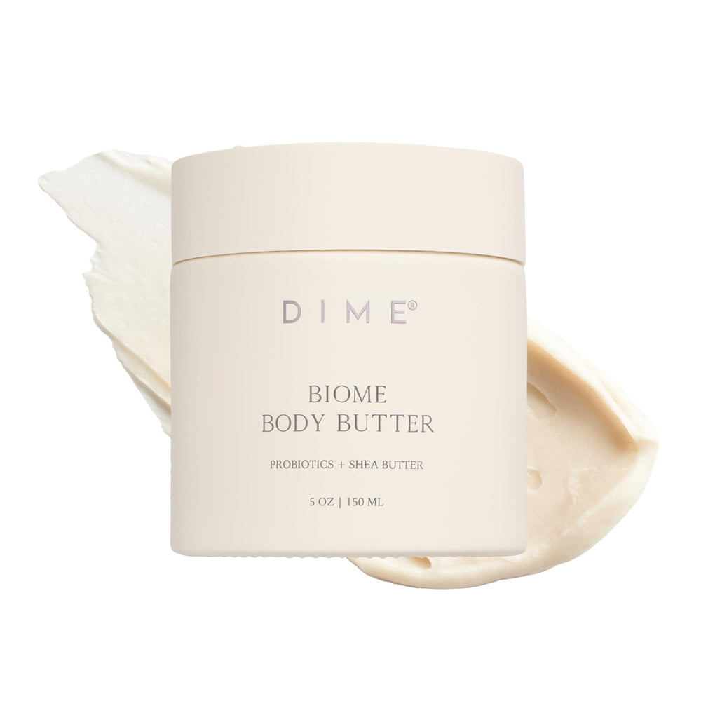 DIME Biome Body Butter pote con textura nutritiva para piel extremadamente seca