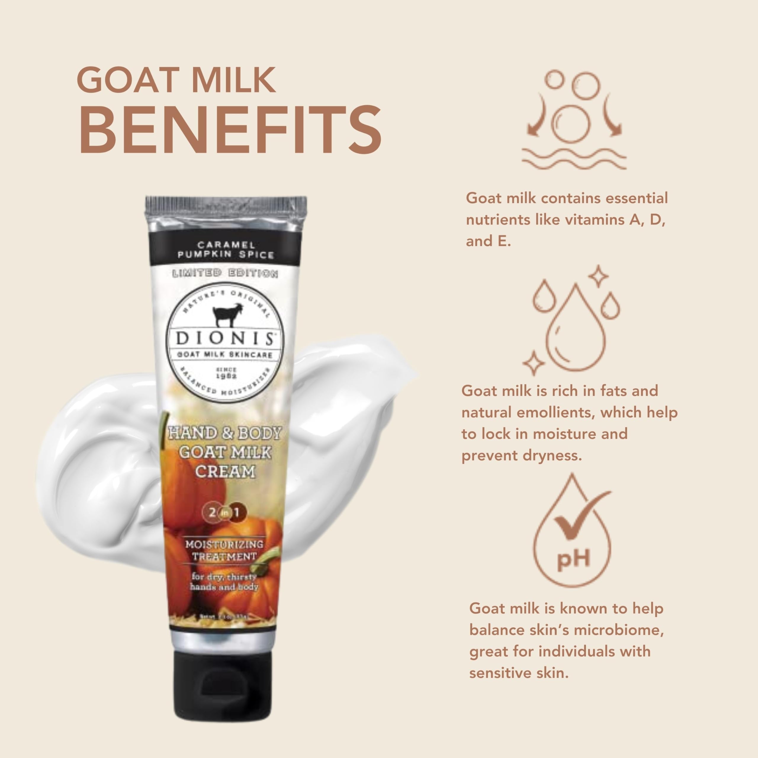 Crema Dionis de leche de cabra con textura sedosa para manos