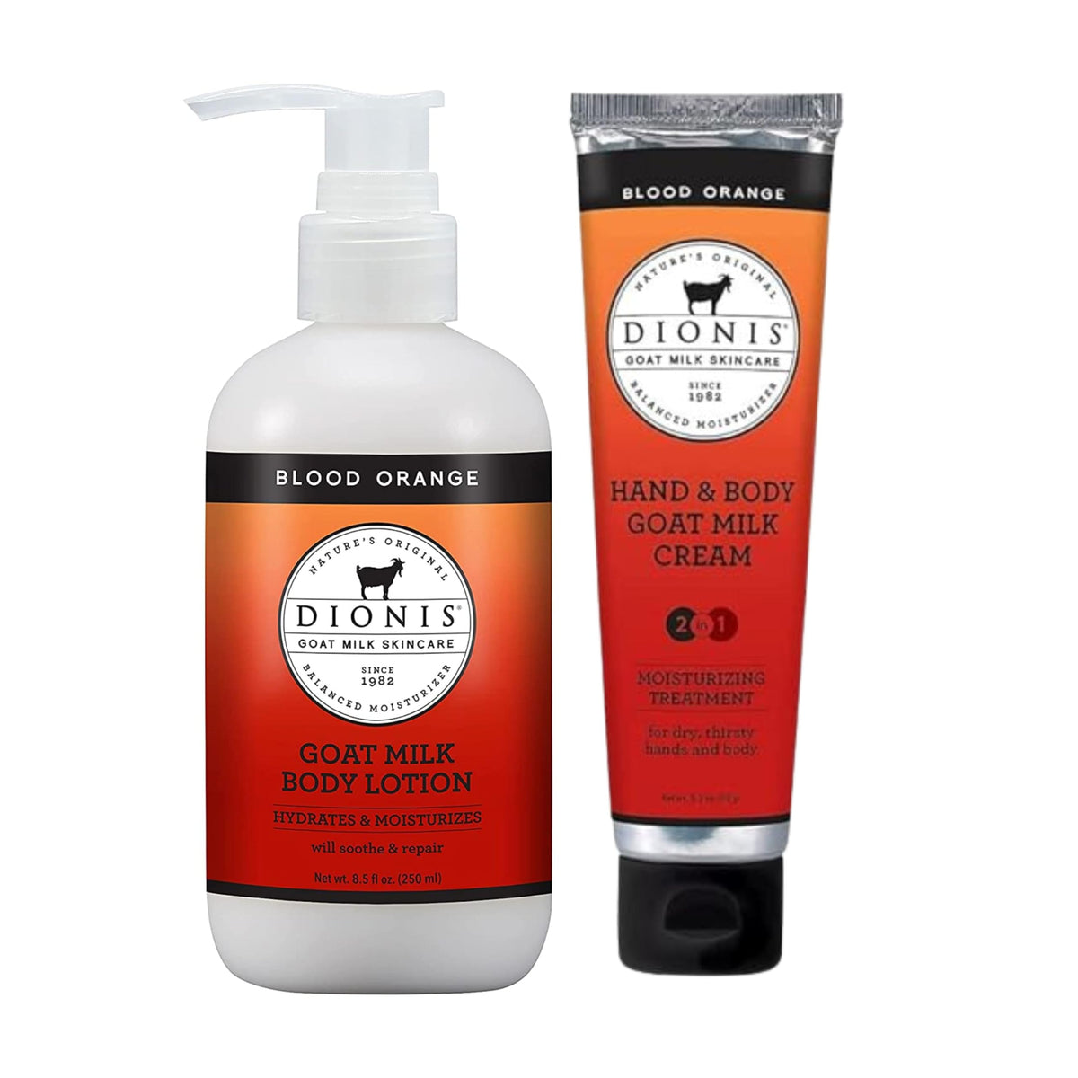 Crema de manos y cuerpo Dionis con leche de cabra y naranja sanguina para hidratación suave.