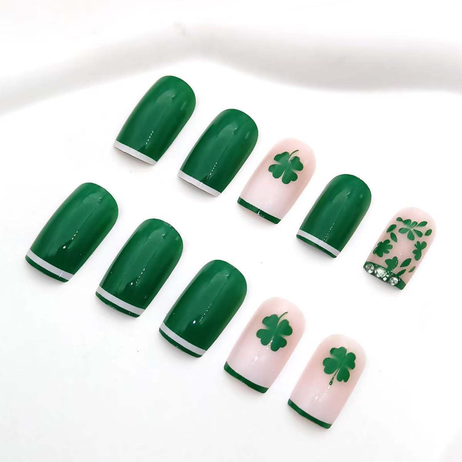 Diowino uñas postizas con acabado verde brillante para un toque glamoroso.