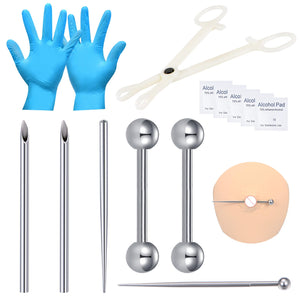 DJCIW kit de piercing de pezón 14G con herramientas profesionales para un proceso seguro