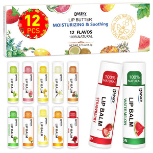 DMSKY bálsamo labial 12 pack sabor fresa para labios hidratados.