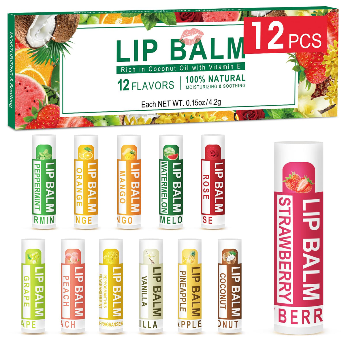 Bálsamo labial DMSKY set de 12 sabores para hidratación suave