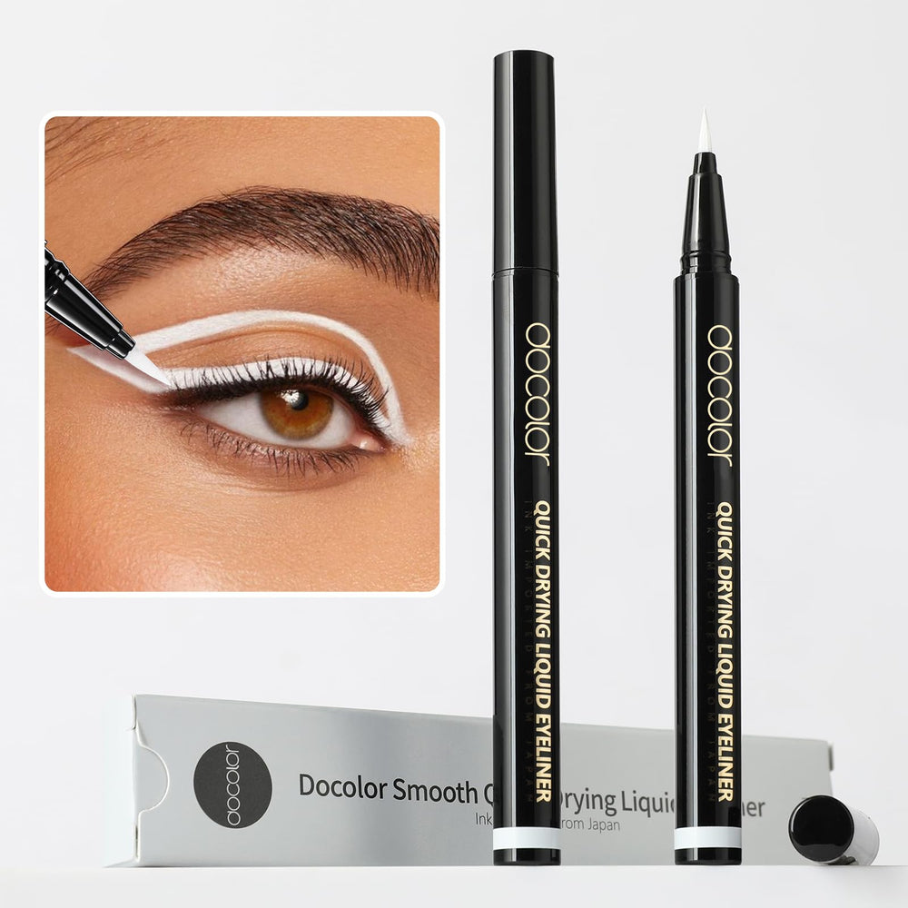 Docolor delineador líquido blanco para delineado duradero y suave.