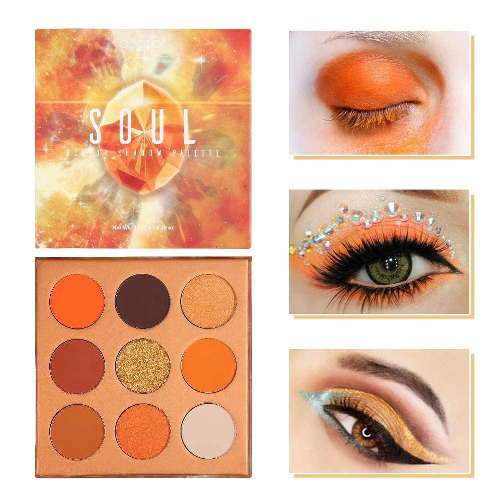 docolor paleta de sombras vista frontal con tonos naranjas para estilos versátiles