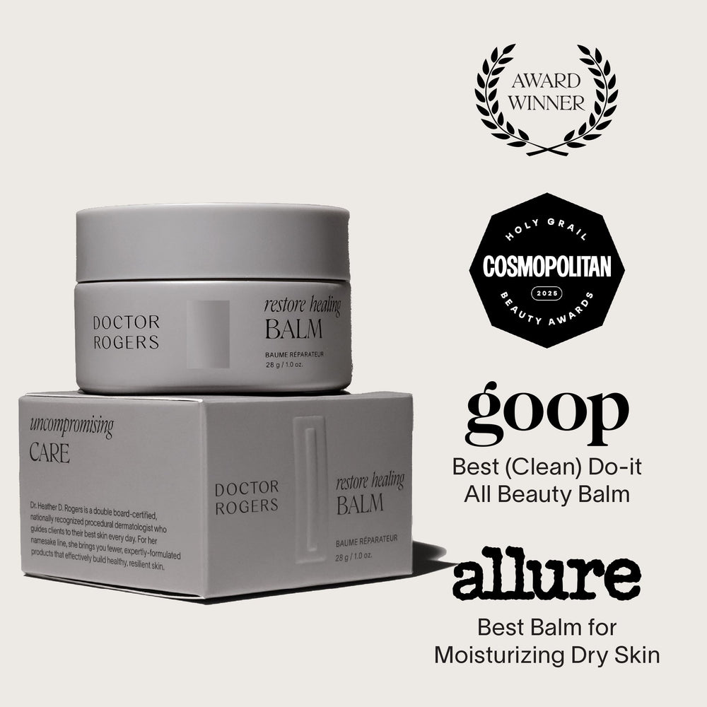 Aplicación en labios con Doctor Rogers Restore para suavidad.