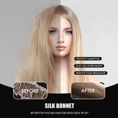 Doitory bonete de seda de doble capa protege el cabello durante la noche.