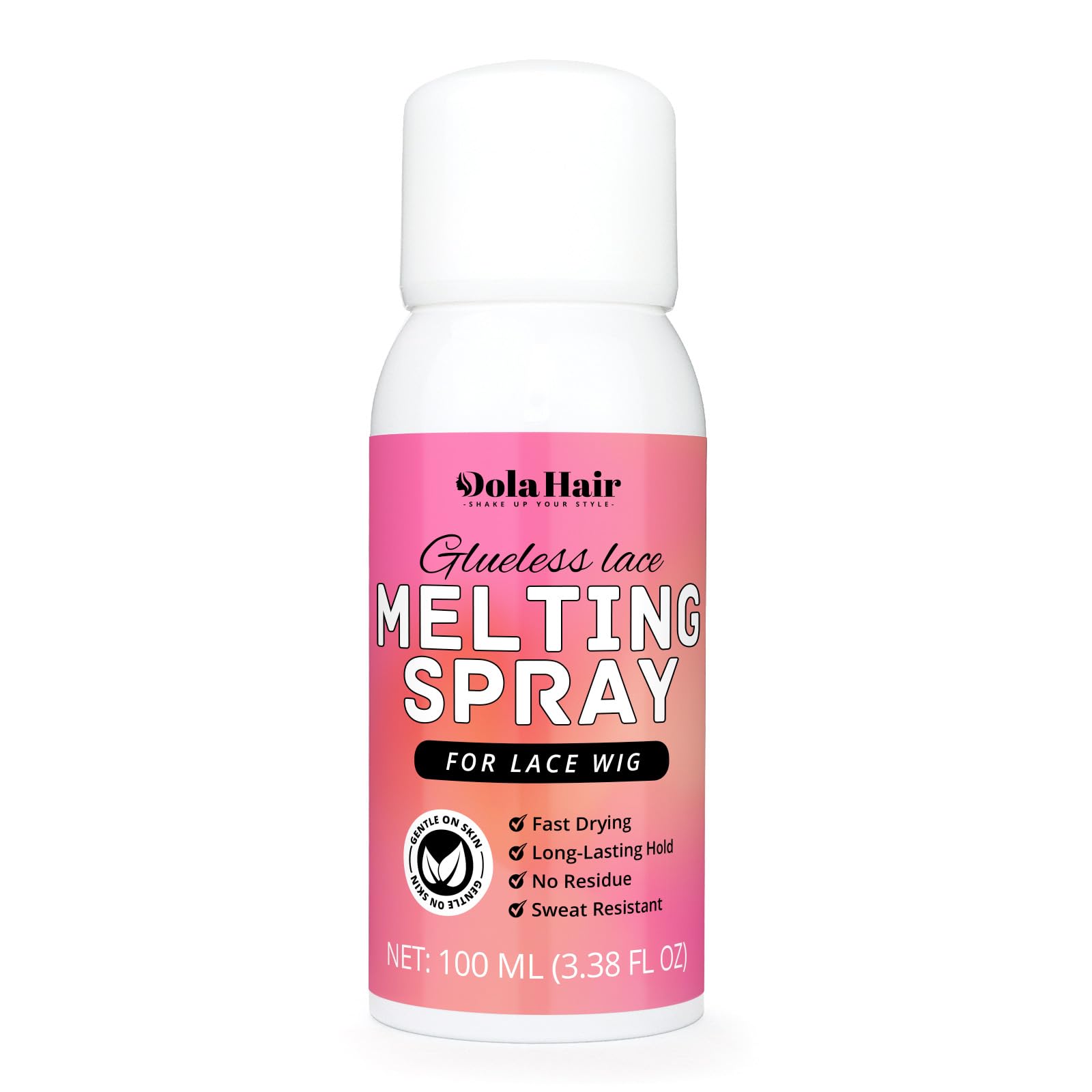 Dolahair spray fundente para encaje: aplicación en la frente para borde invisible y acabado natural.
