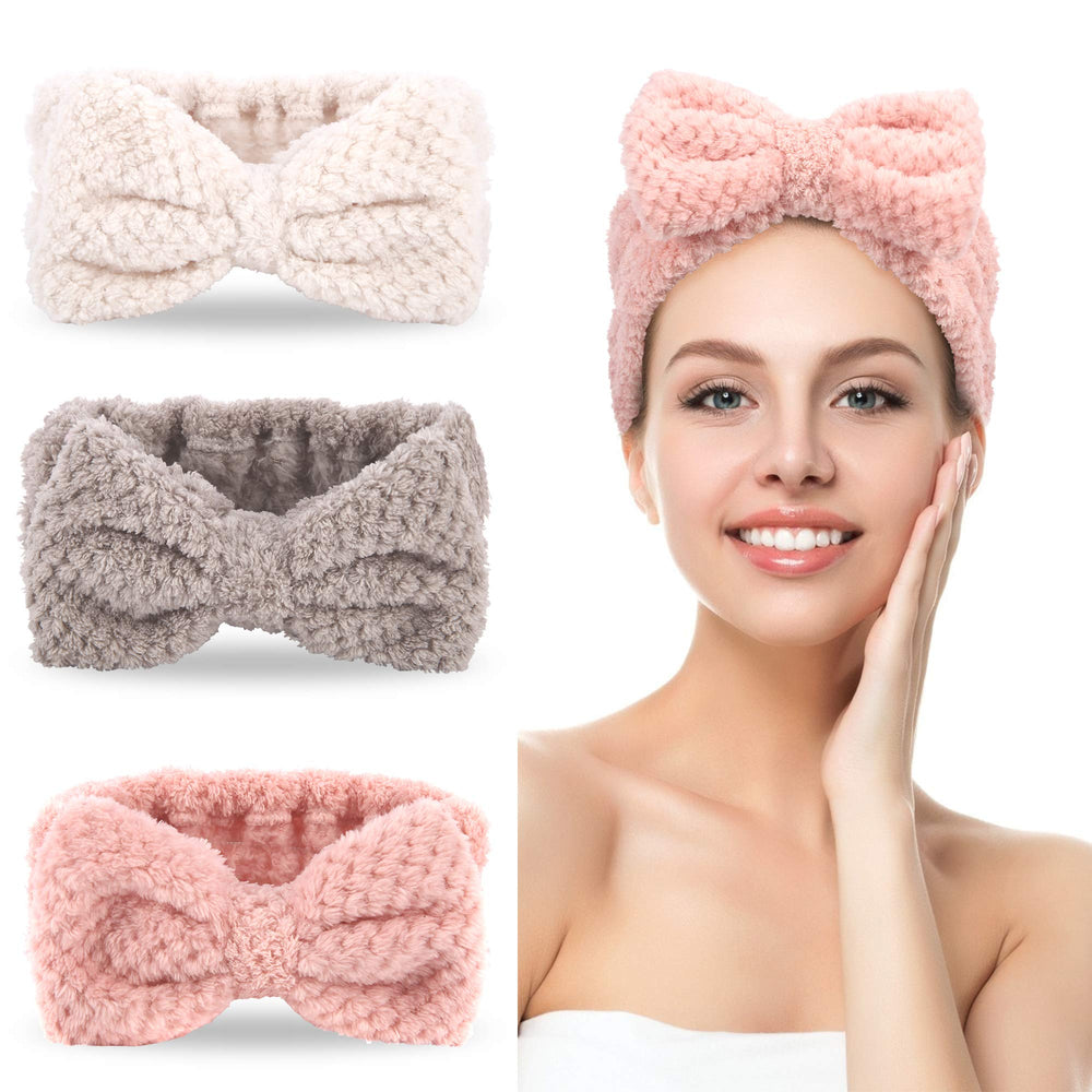 DOOBO diadema con lazo blanco para evitar cabello en el rostro al lavar