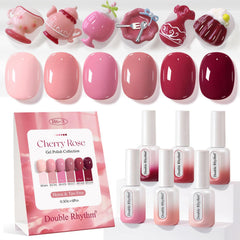 Double Rhythm esmalte gel nude en kit de 6 piezas para acabado natural y duradero