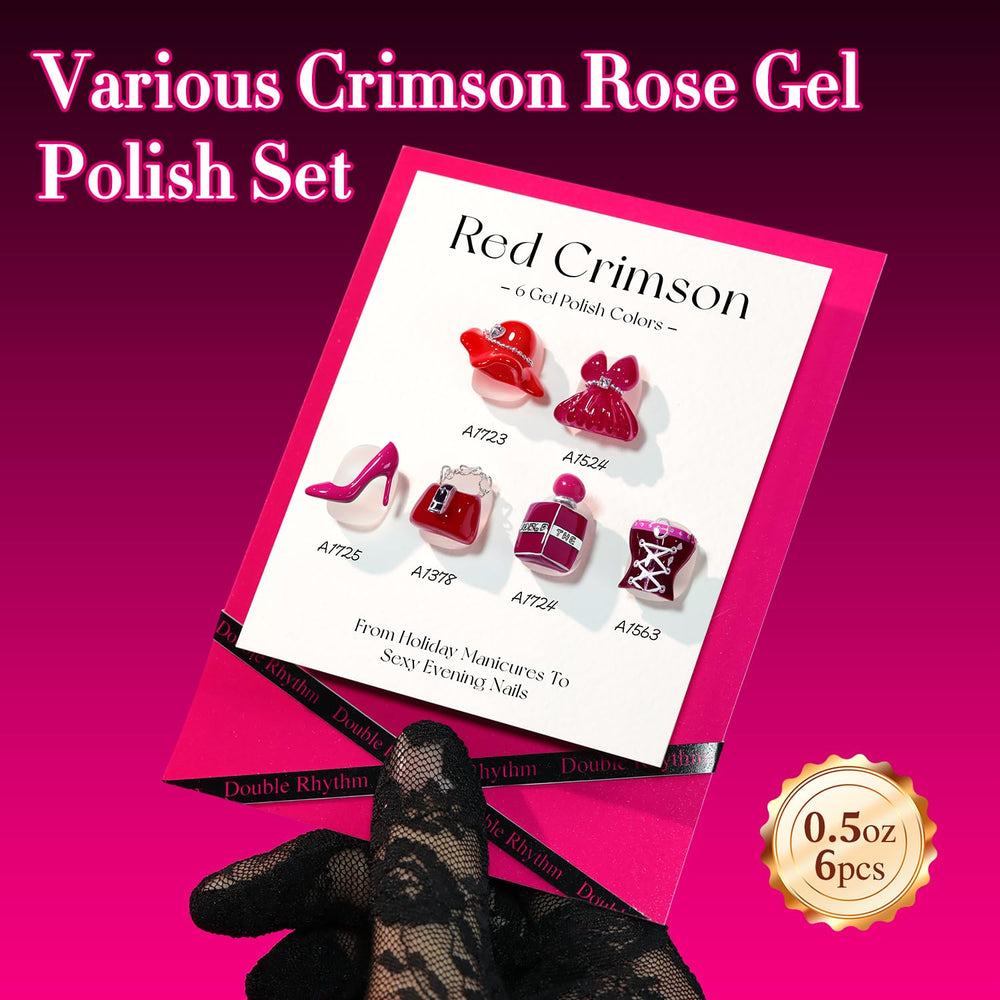 Double Rhythm gel uñas tono rojo cereza, muestra de color intenso