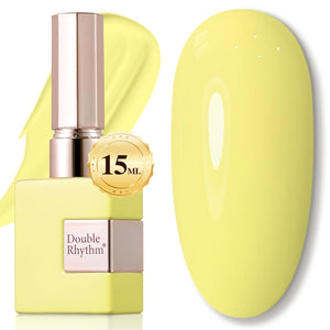 Esmalte gel Double Rhythm amarillo claro 15ml para un brillo duradero.