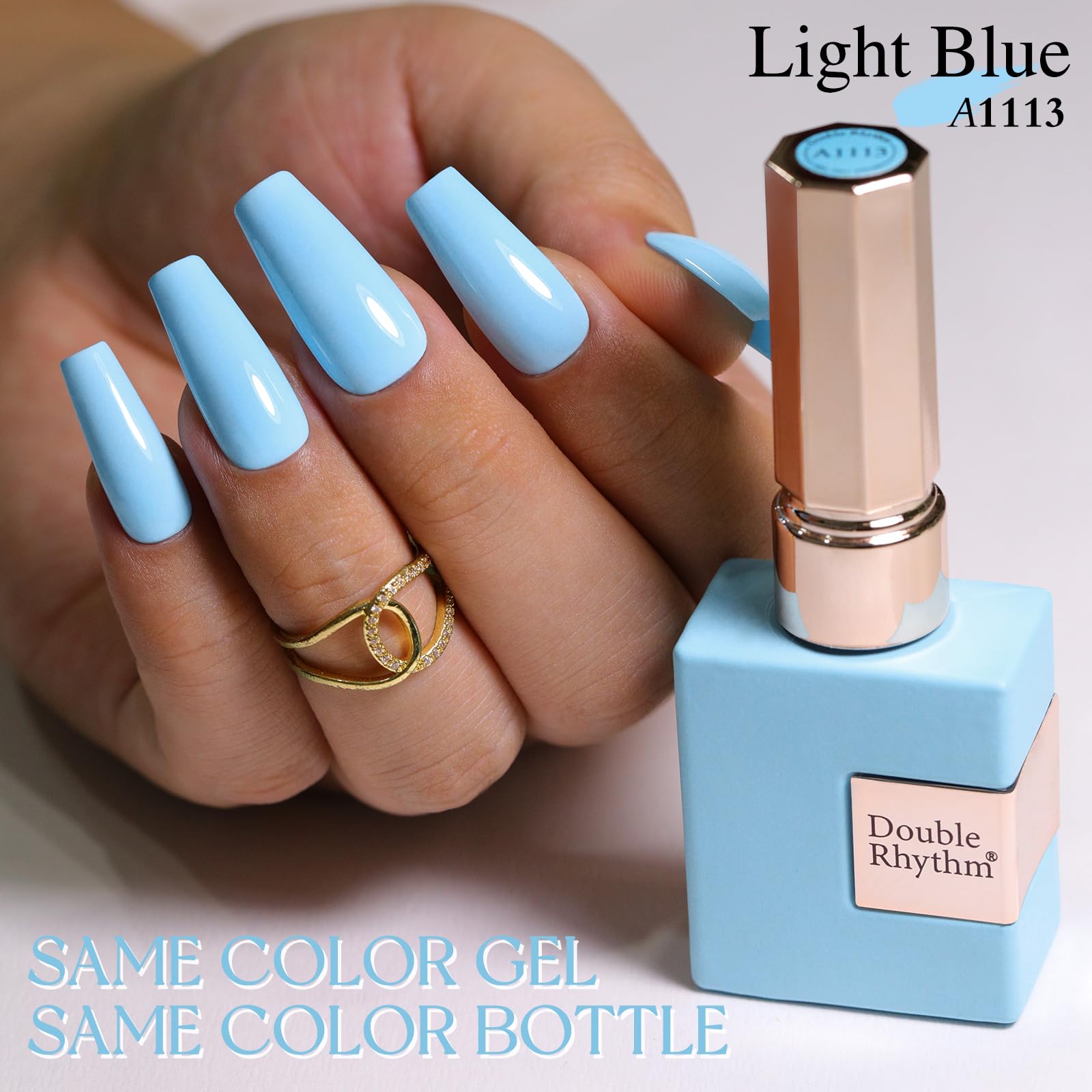 Double Rhythm bote de esmalte gel azul claro para acabado consistente