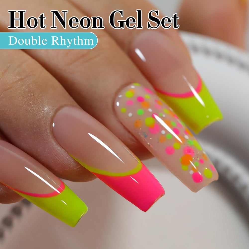 Botes de gel neón pastel para acabado brillante en uñas