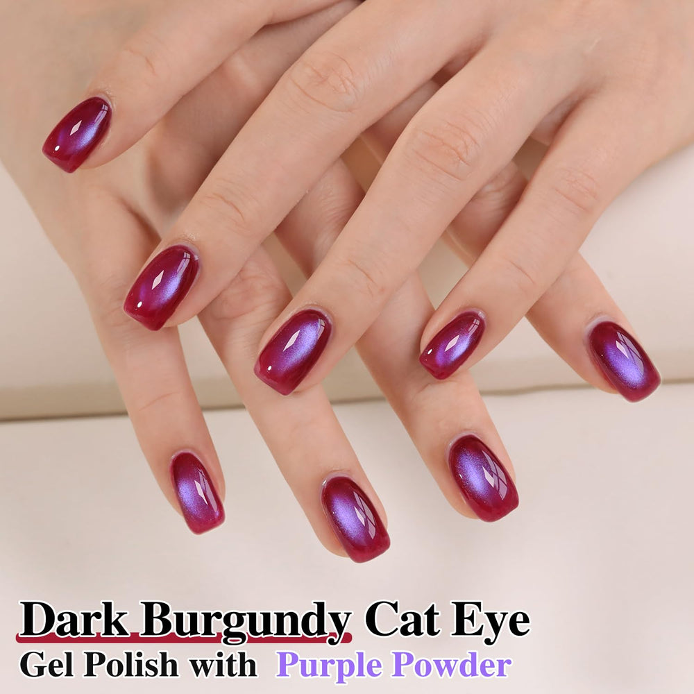 Brillo holográfico púrpura en uñas con Double Rhythm