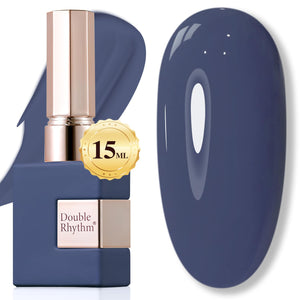 Double Rhythm esmalte gel 15ml azul gris profundo para uñas sofisticadas.