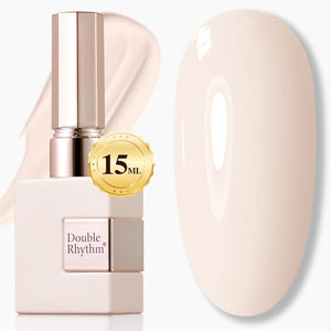 Double Rhythm gel polish 15 ml, botella, acabado uniforme en uñas.