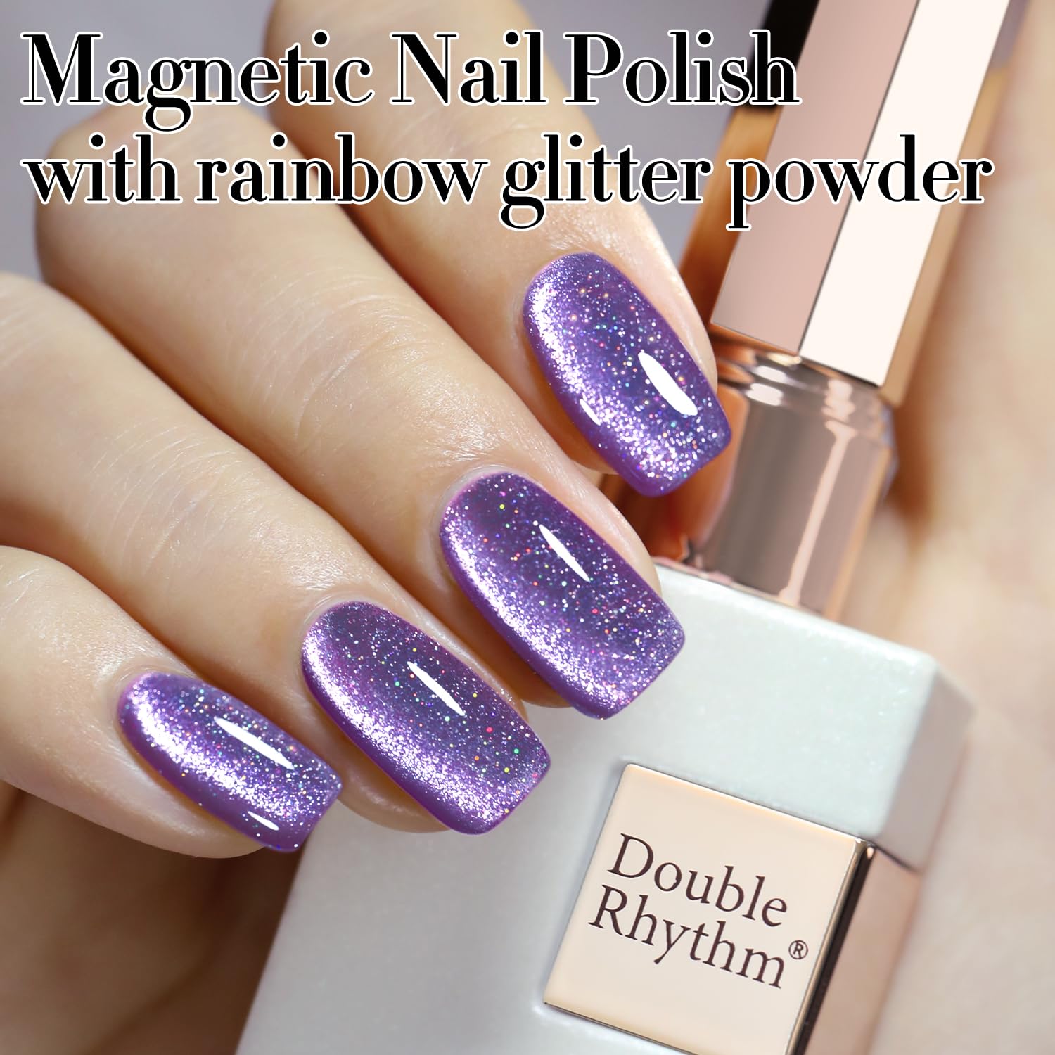 Esmalte gel Double Rhythm con brillo holográfico y efecto ojo de gato translúcido