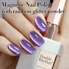 Esmalte gel Double Rhythm con brillo holográfico y efecto ojo de gato translúcido
