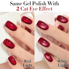 Double Rhythm esmalte gel efecto ojo de gato con imán, brillo holográfico para uñas elegantes.