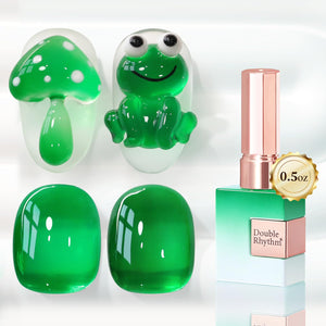 Double Rhythm Jelly Gel Cristal Verde, acabado translúcido para uñas naturales.
