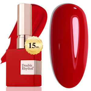 Double Rhythm esmalte gel rojo ladrillo en bote de 15 ml para manicura duradera