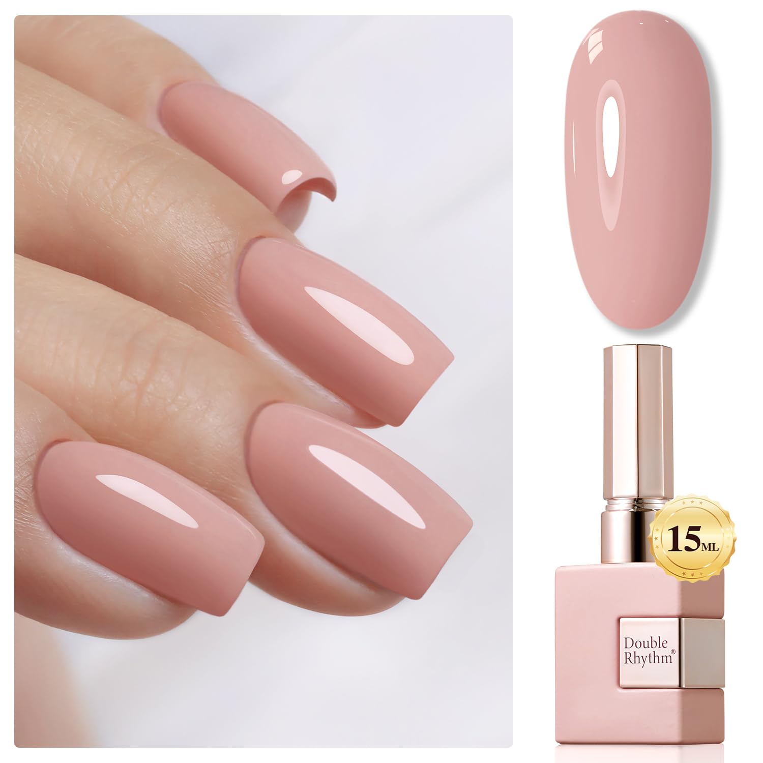 Double Rhythm gel rosa claro 15 ml con acabado translúcido y brillo suave