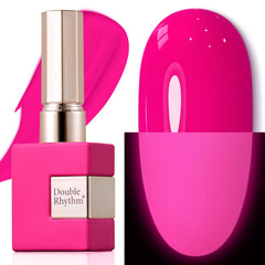 Double Rhythm esmalte gel rosa neón 15ml en botella para manicura duradera