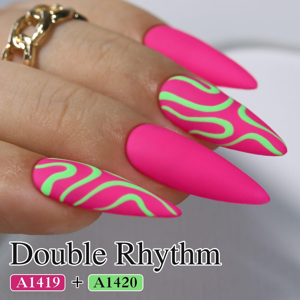 Double Rhythm muestra de color rosa neón para escoger tono perfecto