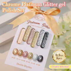 Double Rhythm esmalte gel color plata brillante para acabado reflectante.