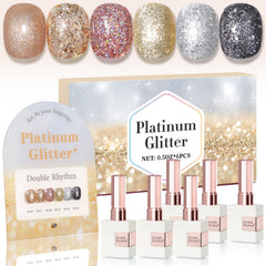 Double Rhythm es esmalte gel con efecto rosa dorado para manicura duradera.