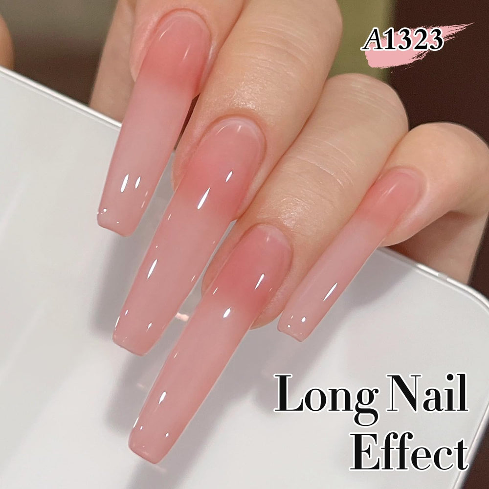 Uñas con gel Double Rhythm de alto brillo.