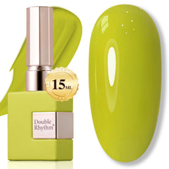 Esmalte gel Double Rhythm verde oliva 1307 en botella de 15 ml para manicuras en casa.